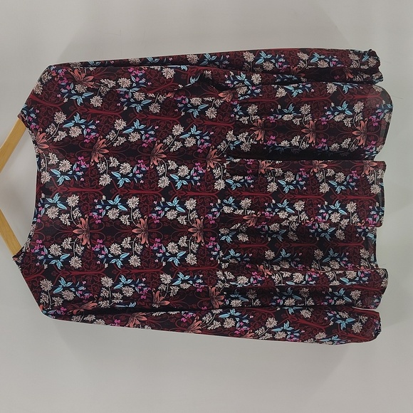 Gibson Latimer Pullover Babydoll Blouse Half Button Floral Print Size Large - Picture 10 of 10